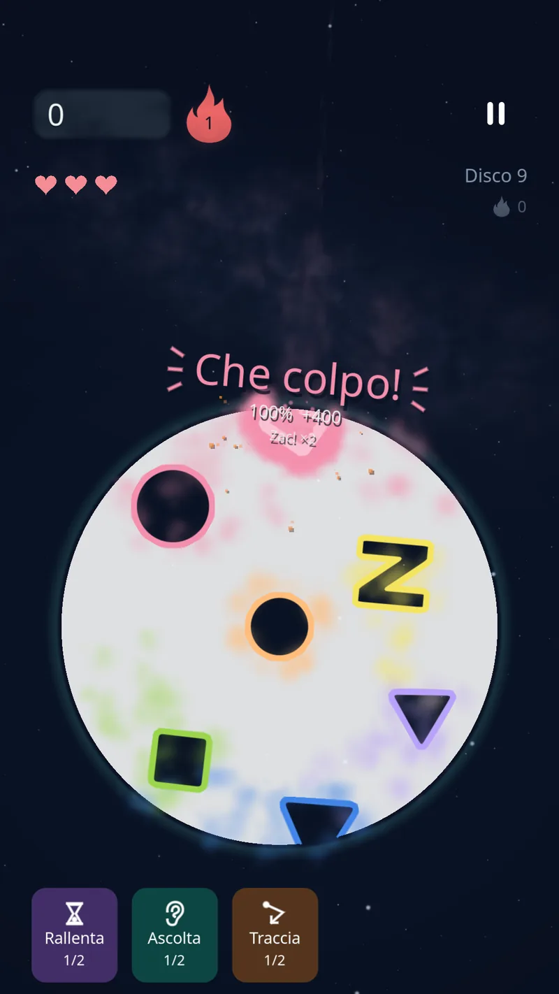 Un pezzo ben allineato ottiene un bonus di incastro Perfetto in Discozy.